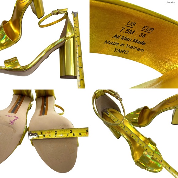 NWOT Sam Edelman Yaro Mimosa Gold Block Heel Ankle Strap Sandals Size 7.5M - Picture 14 of 16